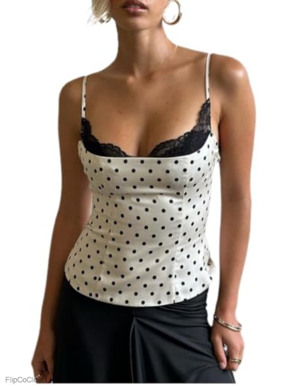 Women Lace Trim Camisole Square Neck Spaghetti Strap Cami Y2K Tank Top
